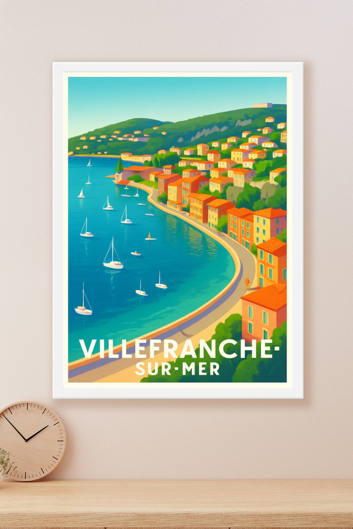 Affiche Villefranche-sur-Mer — Charme azur et douceur méditerranéenne · poster d'art de Villefranche-sur-Mer