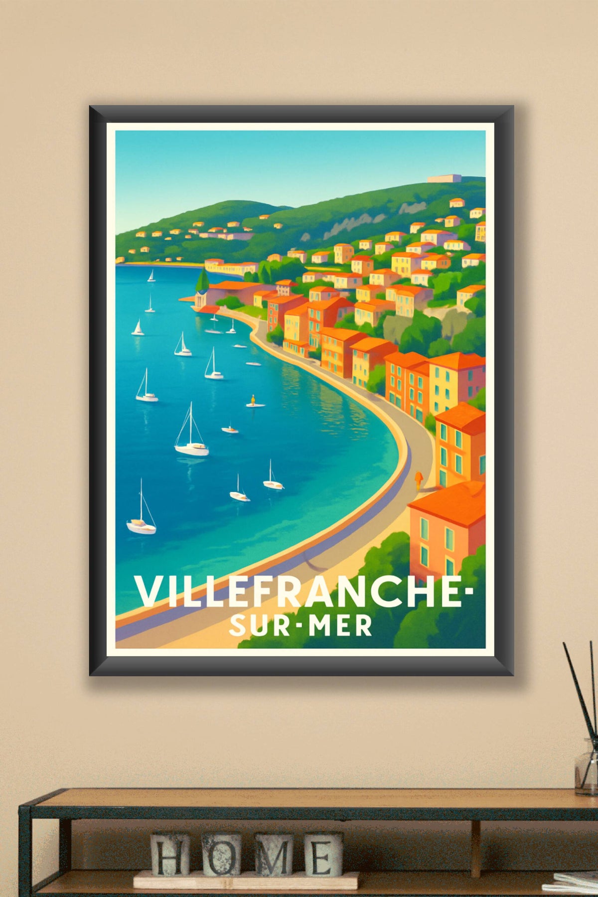 Affiche Villefranche-sur-Mer — Charme azur et douceur méditerranéenne · poster d'art de Villefranche-sur-Mer