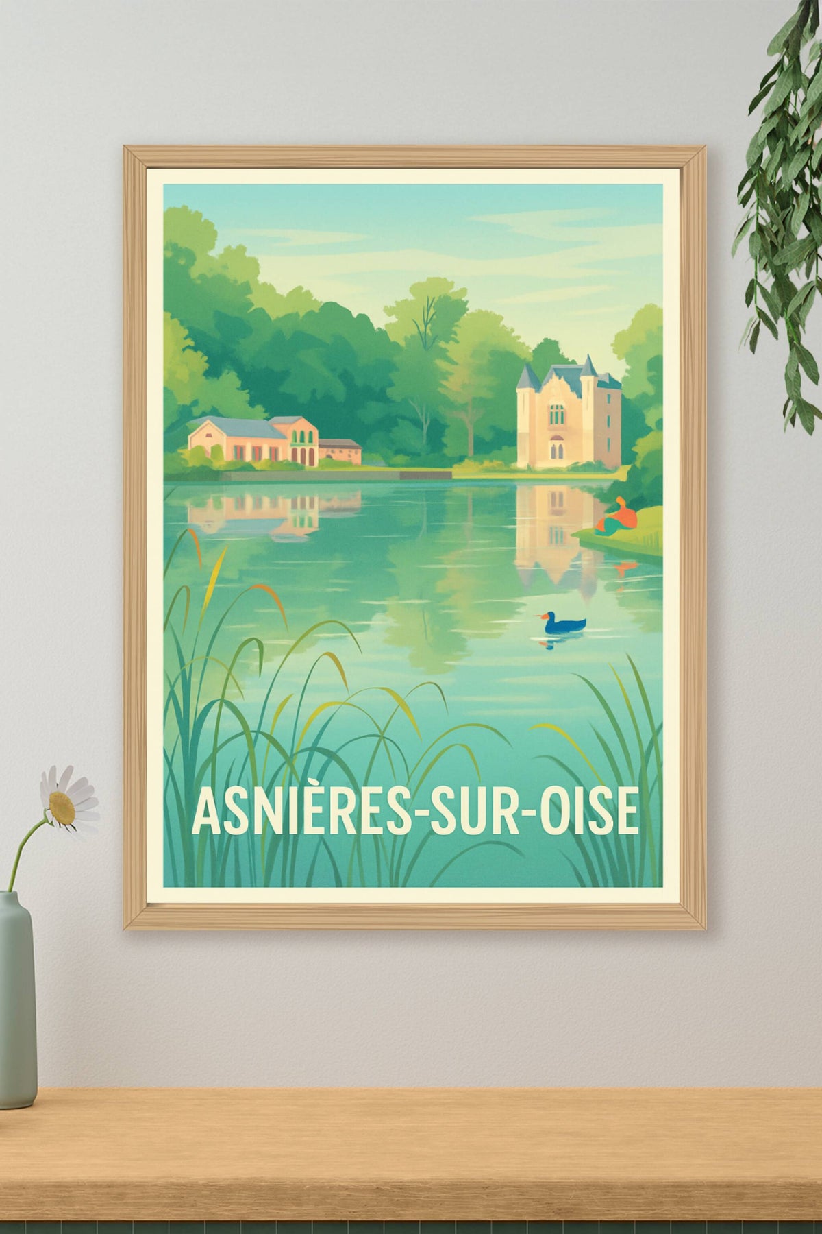 Affiche Asnières-sur-Oise — Charme paisible au bord de l'eau · poster d'art de Asnières-sur-Oise