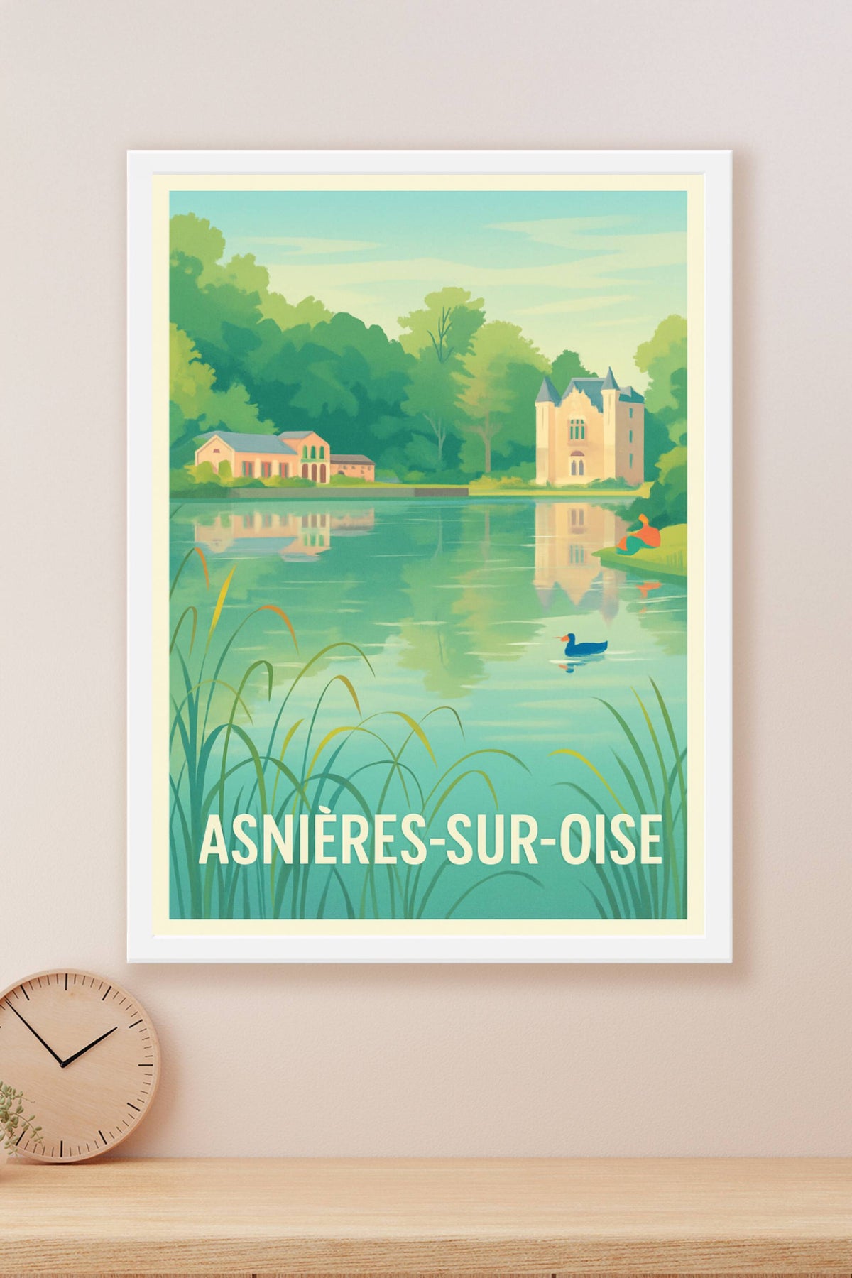 Affiche Asnières-sur-Oise — Charme paisible au bord de l'eau · poster d'art de Asnières-sur-Oise