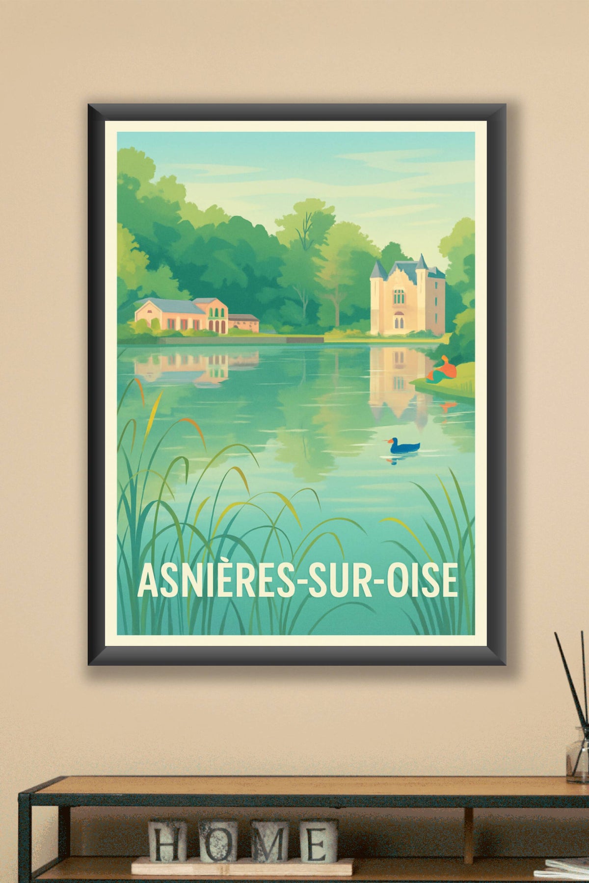 Affiche Asnières-sur-Oise — Charme paisible au bord de l'eau · poster d'art de Asnières-sur-Oise