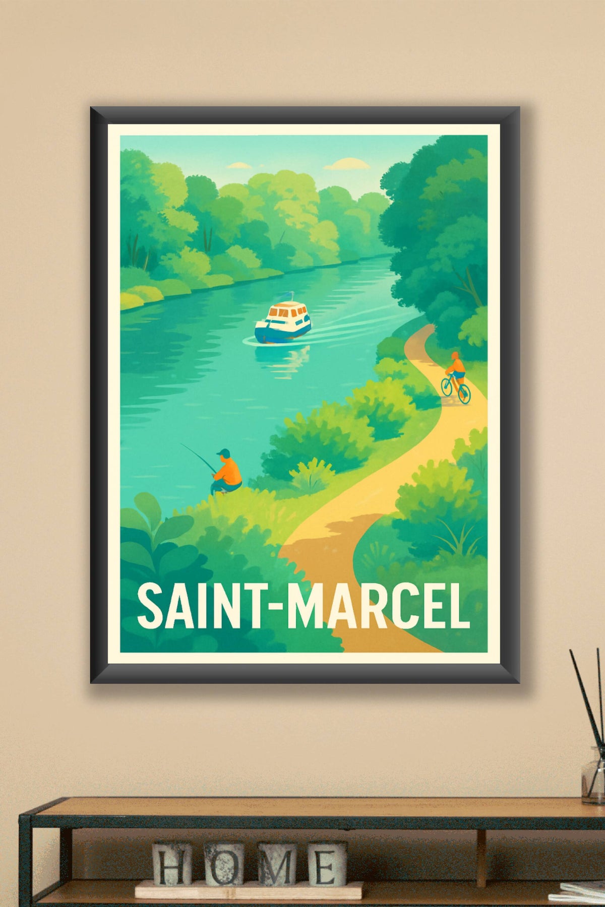 Affiche Saint-Marcel — Évasion bucolique au fil de l'eau · poster d'art de Saint-Marcel
