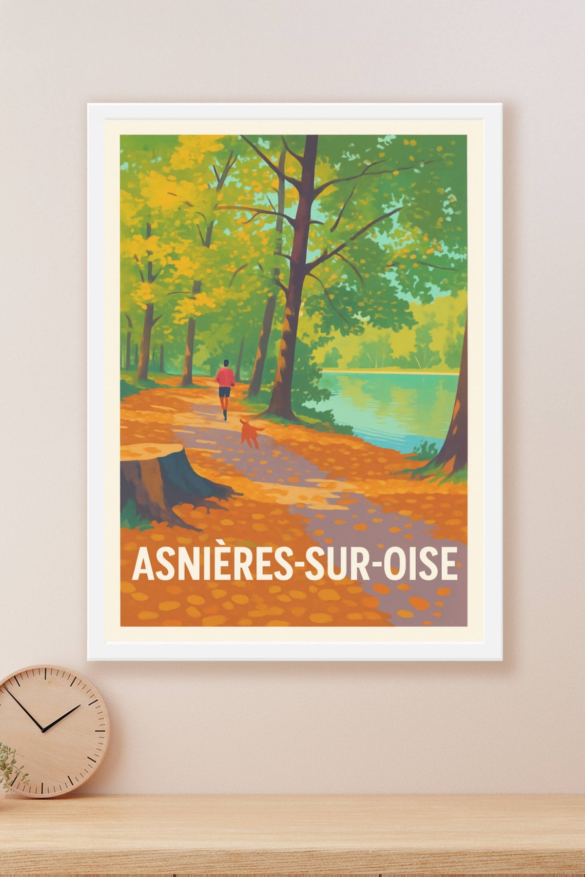 Affiche Asnières-sur-Oise — Promenade en forêt au bord de l'eau · poster d'art de Asnières-sur-Oise