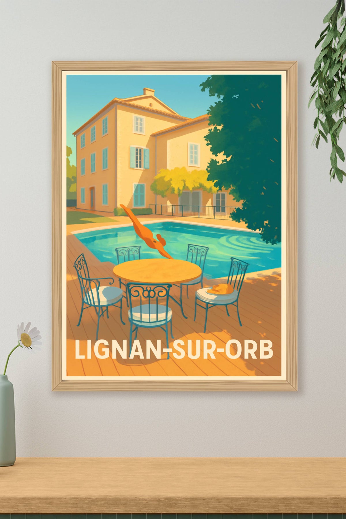 Affiche Lignan-sur-Orb — Oasis de douceur Méditerranéenne · poster d'art de Lignan-sur-Orb