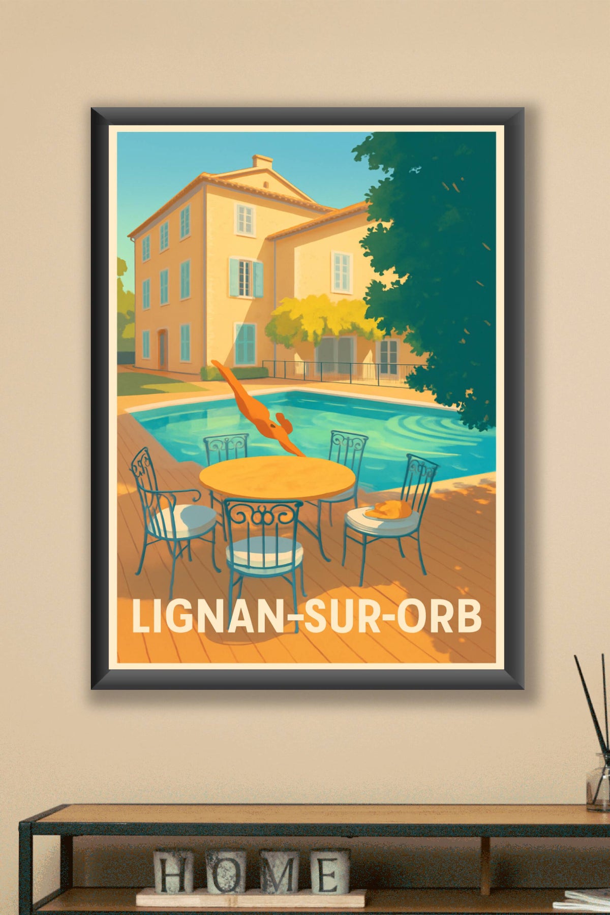 Affiche Lignan-sur-Orb — Oasis de douceur Méditerranéenne · poster d'art de Lignan-sur-Orb