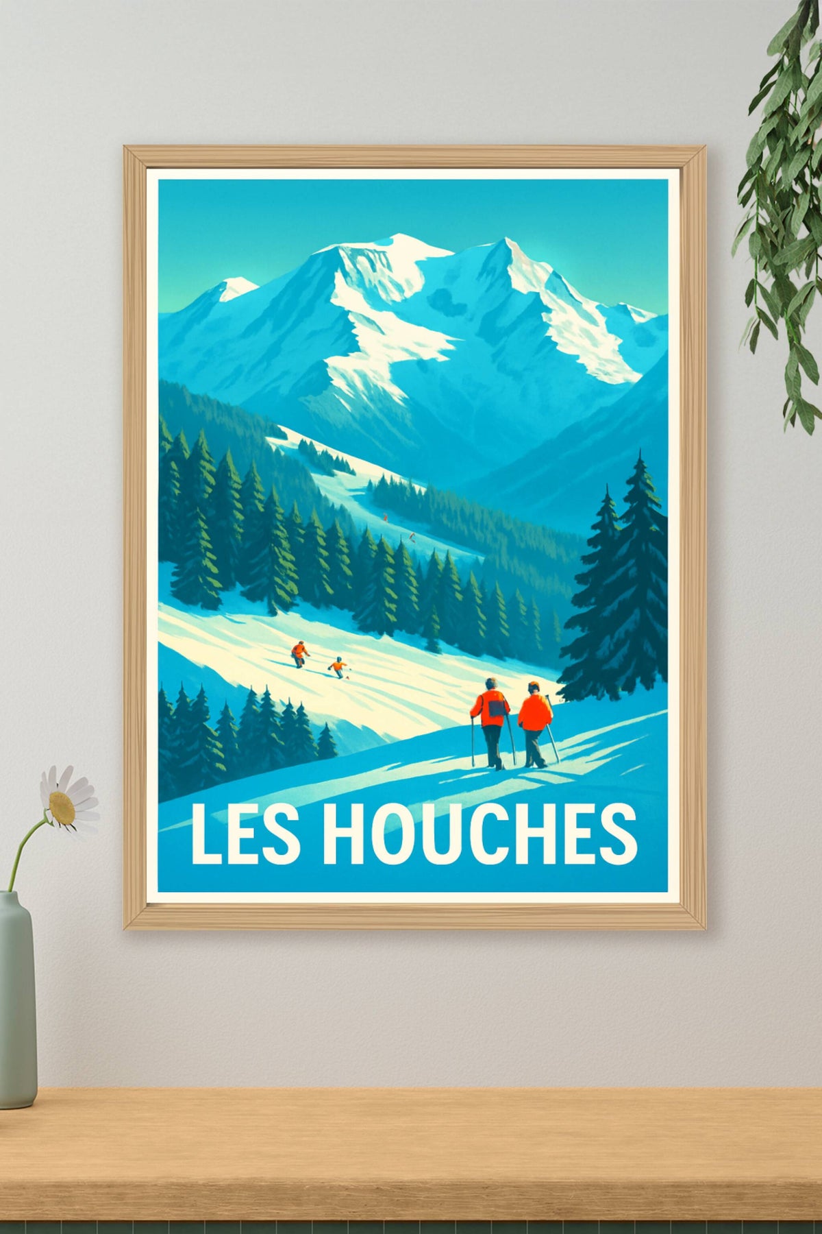Affiche Les Houches — Évasion hivernale entre montagnes et pistes enneigées · poster d'art de Les Houches