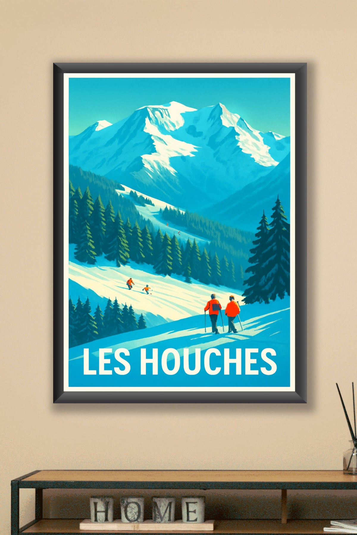 Affiche Les Houches — Évasion hivernale entre montagnes et pistes enneigées · poster d'art de Les Houches