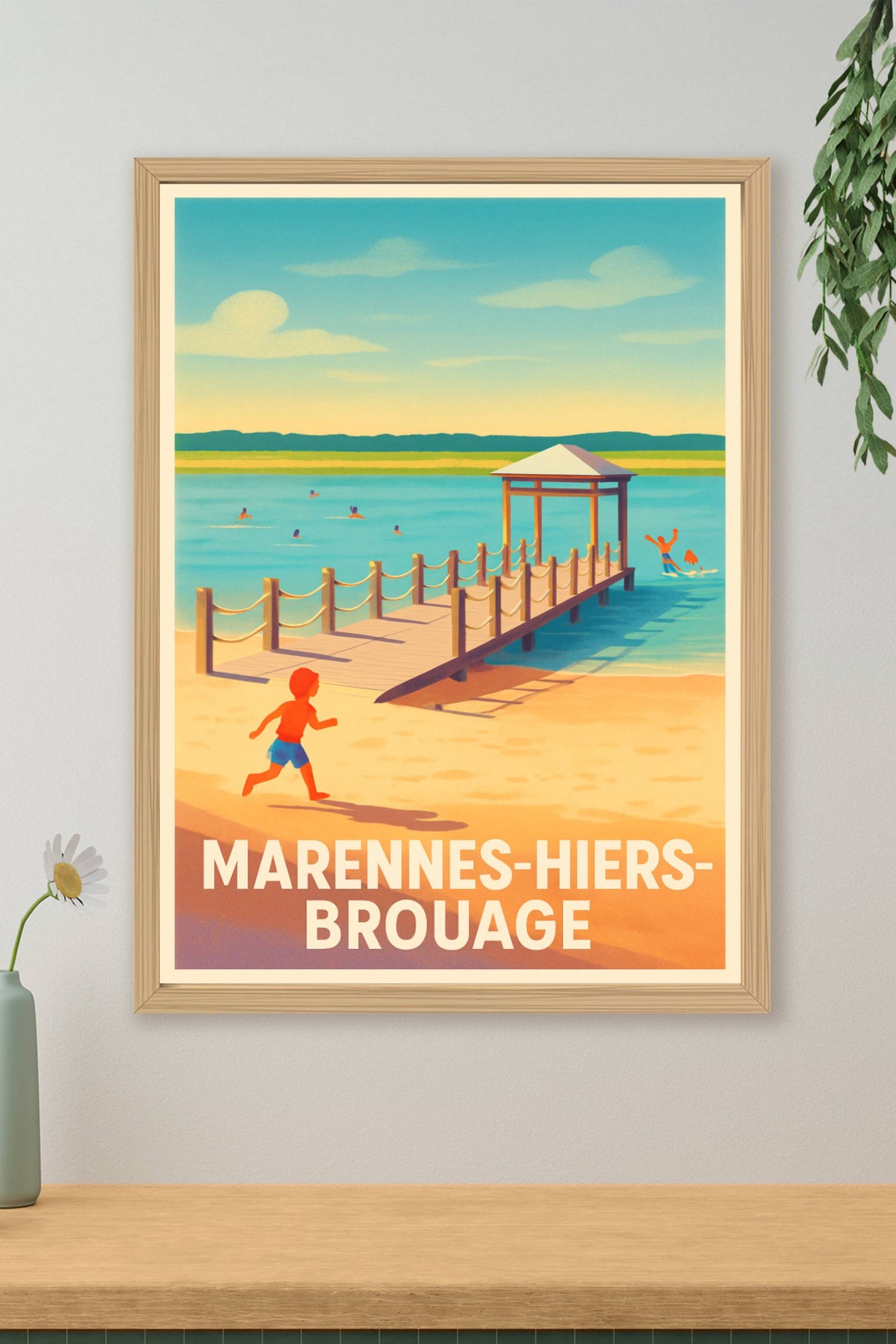 Affiche Marennes-Hiers-Brouage — Évasion balnéaire et détente au ponton · poster d'art de Marennes-Hiers-Brouage