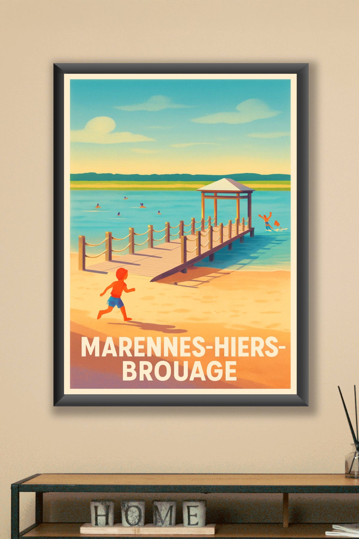 Affiche Marennes-Hiers-Brouage — Évasion balnéaire et détente au ponton · poster d'art de Marennes-Hiers-Brouage