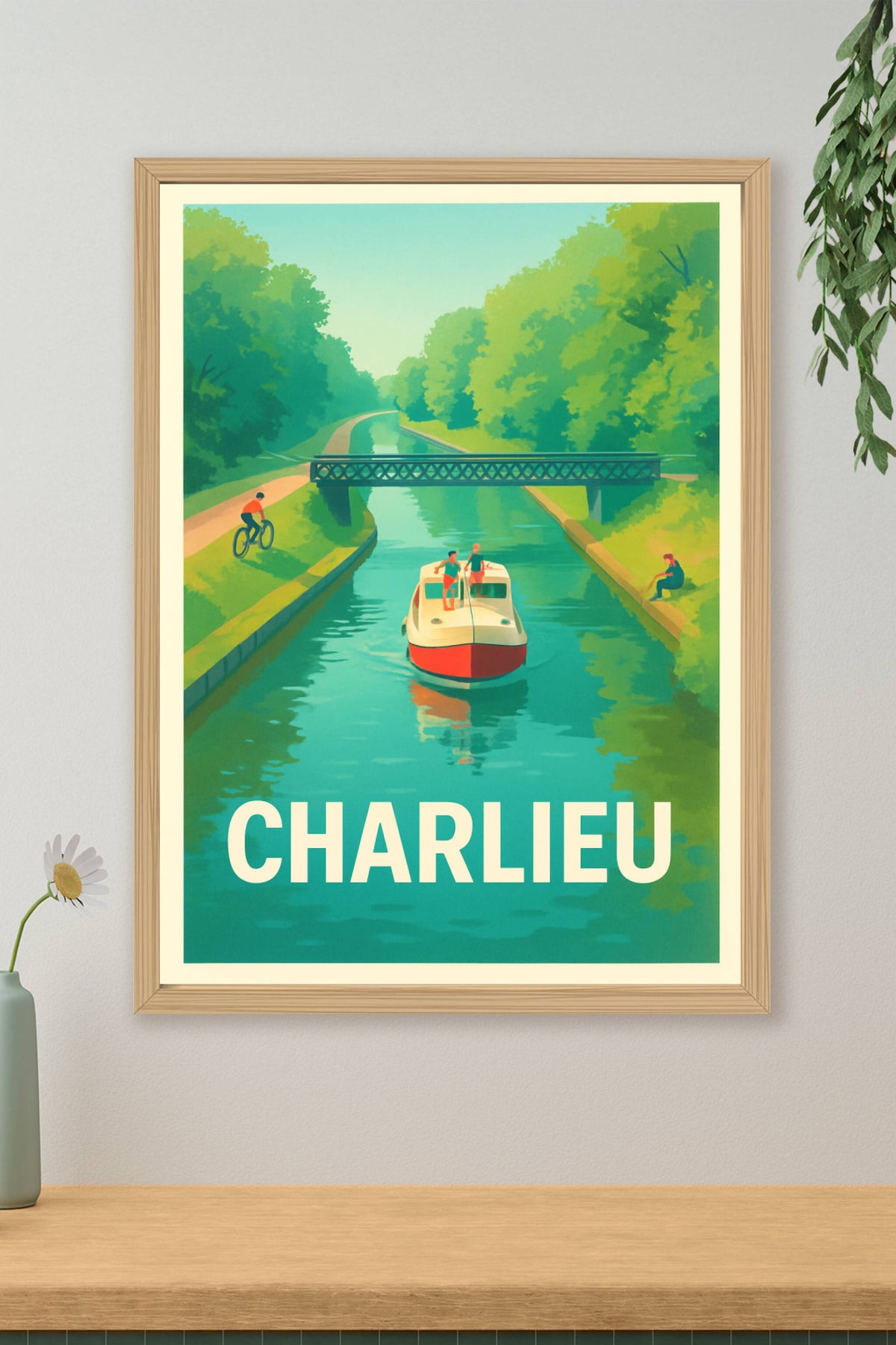 Affiche Charlieu — Évasion bucolique au fil de l'eau · poster d'art de Charlieu