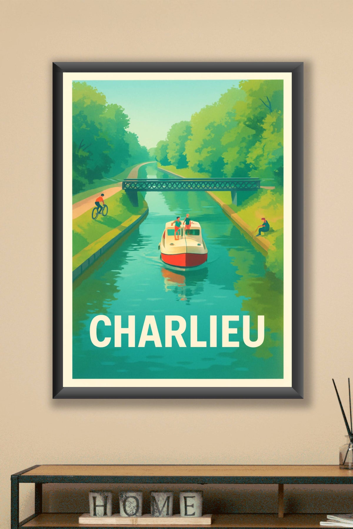 Affiche Charlieu — Évasion bucolique au fil de l'eau · poster d'art de Charlieu