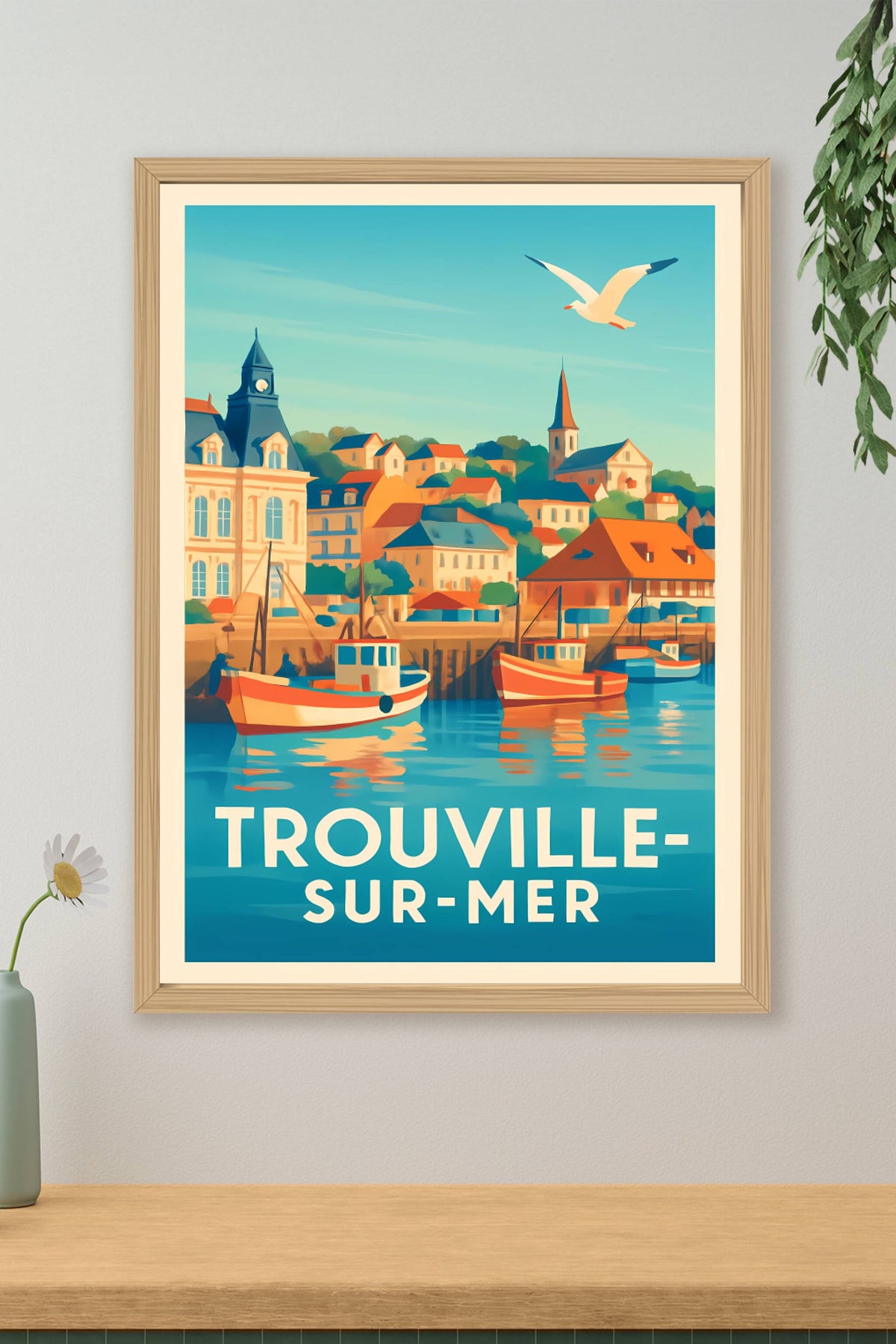 Affiche Trouville-sur-Mer — Charme et sérénité du port normand · poster d'art de Trouville-sur-Mer