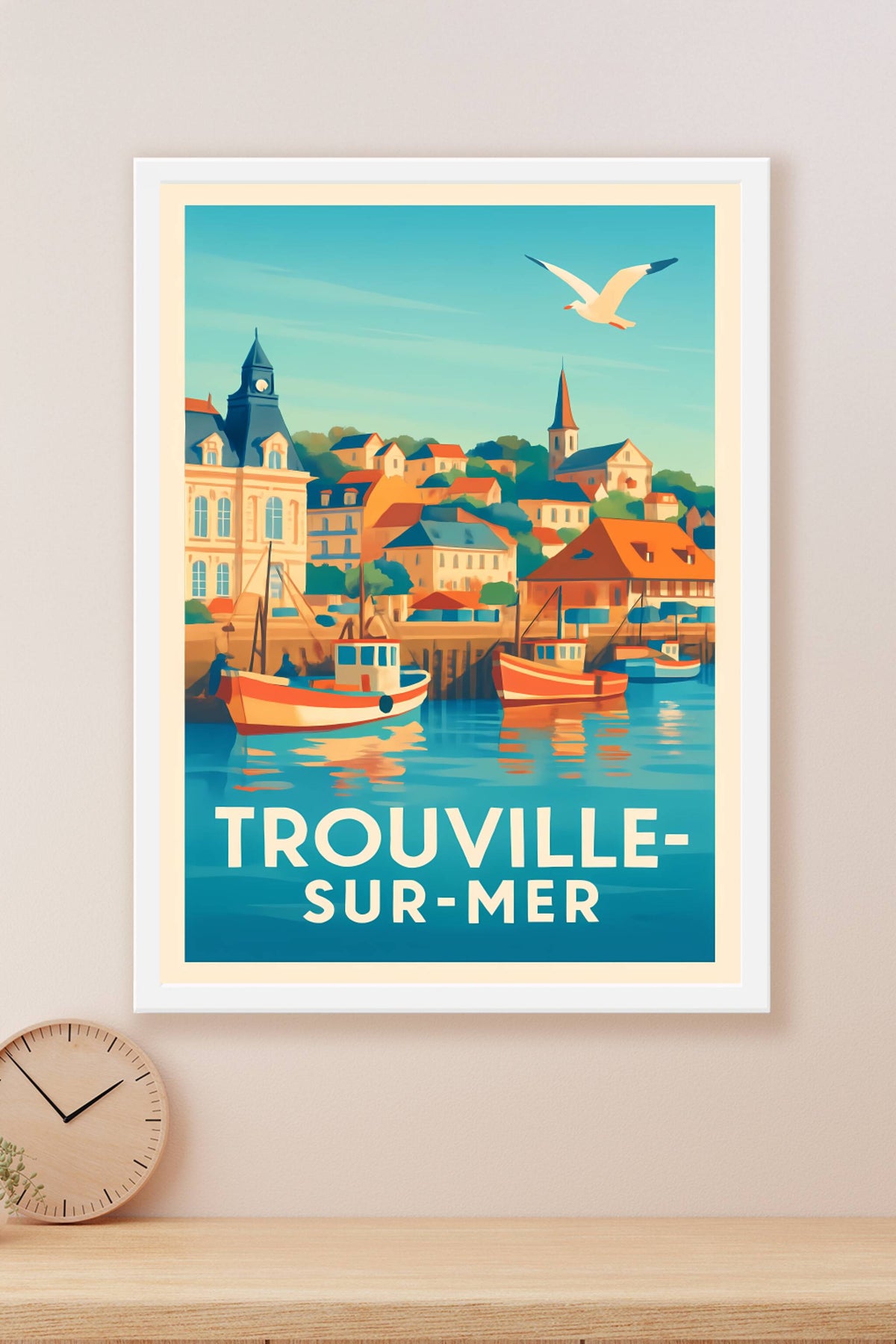 Affiche Trouville-sur-Mer — Charme et sérénité du port normand · poster d'art de Trouville-sur-Mer