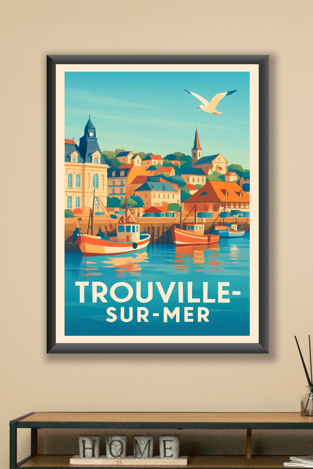 Affiche Trouville-sur-Mer — Charme et sérénité du port normand · poster d'art de Trouville-sur-Mer