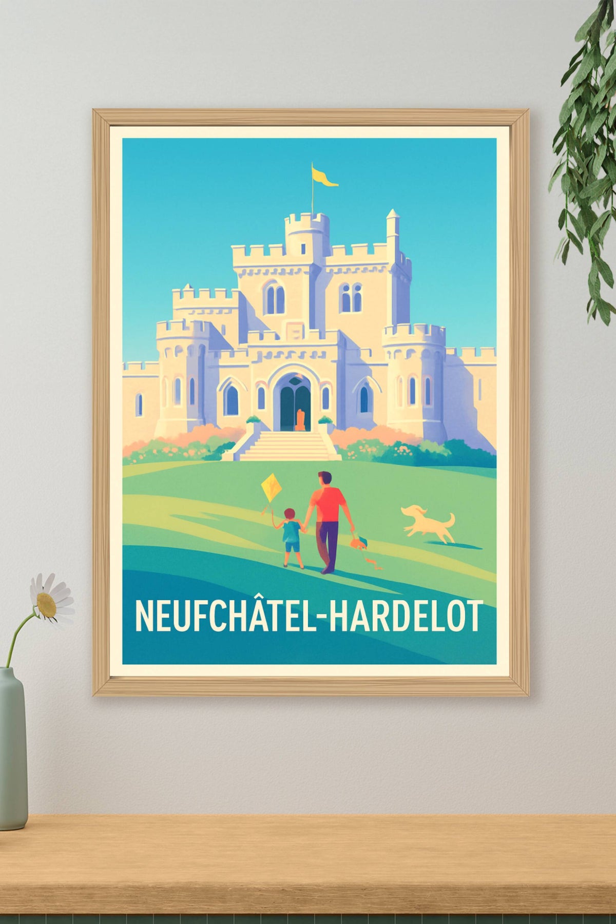 Affiche Neufchâtel-Hardelot — Promenade au château emblématique · poster d'art de Neufchâtel-Hardelot