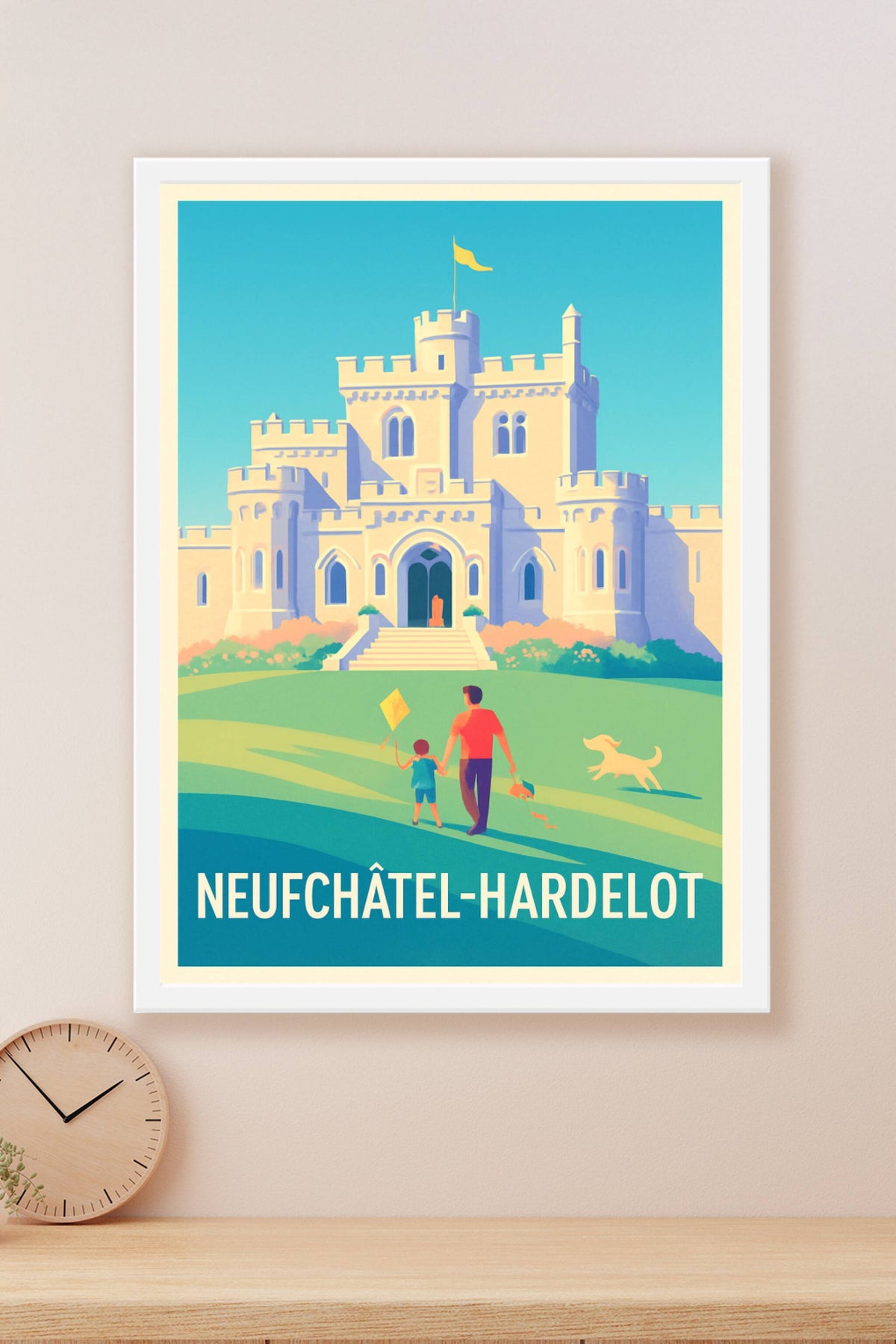 Affiche Neufchâtel-Hardelot — Promenade au château emblématique · poster d'art de Neufchâtel-Hardelot