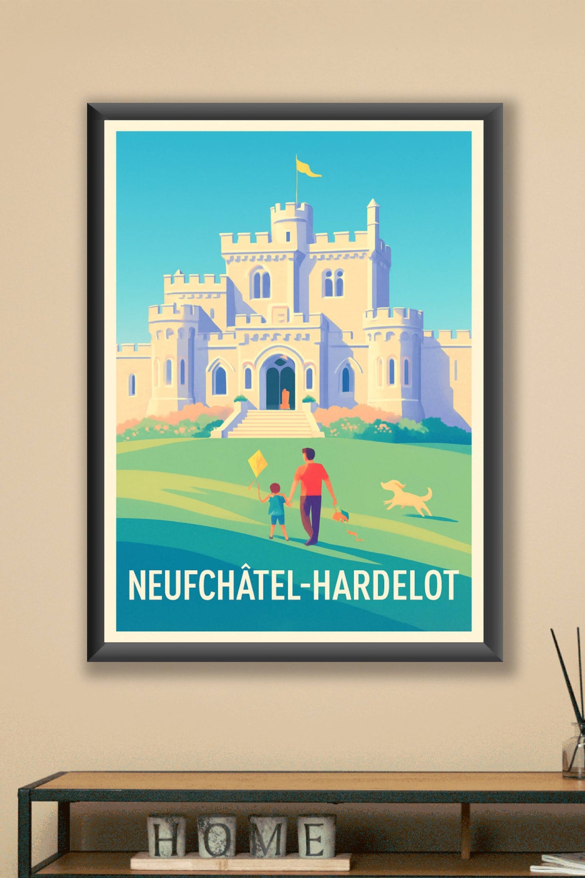 Affiche Neufchâtel-Hardelot — Promenade au château emblématique · poster d'art de Neufchâtel-Hardelot