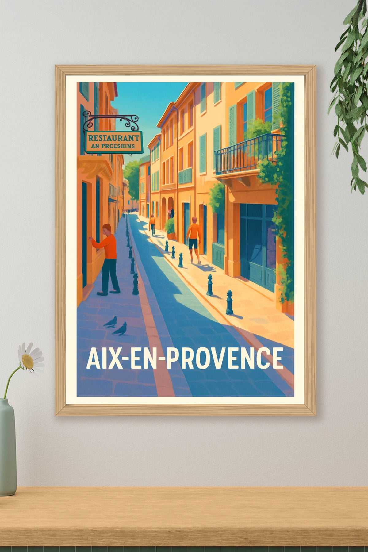 Affiche Aix-en-Provence — Flânerie sous le soleil méridional · poster d'art de Aix-en-Provence