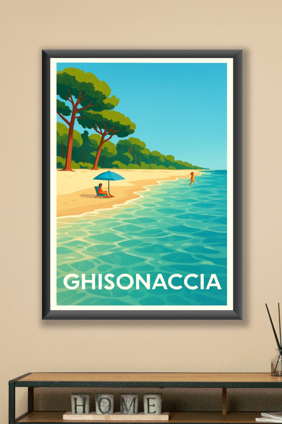 Affiche Ghisonaccia — Sérénité et douceur de la côte corse · poster d'art de Ghisonaccia