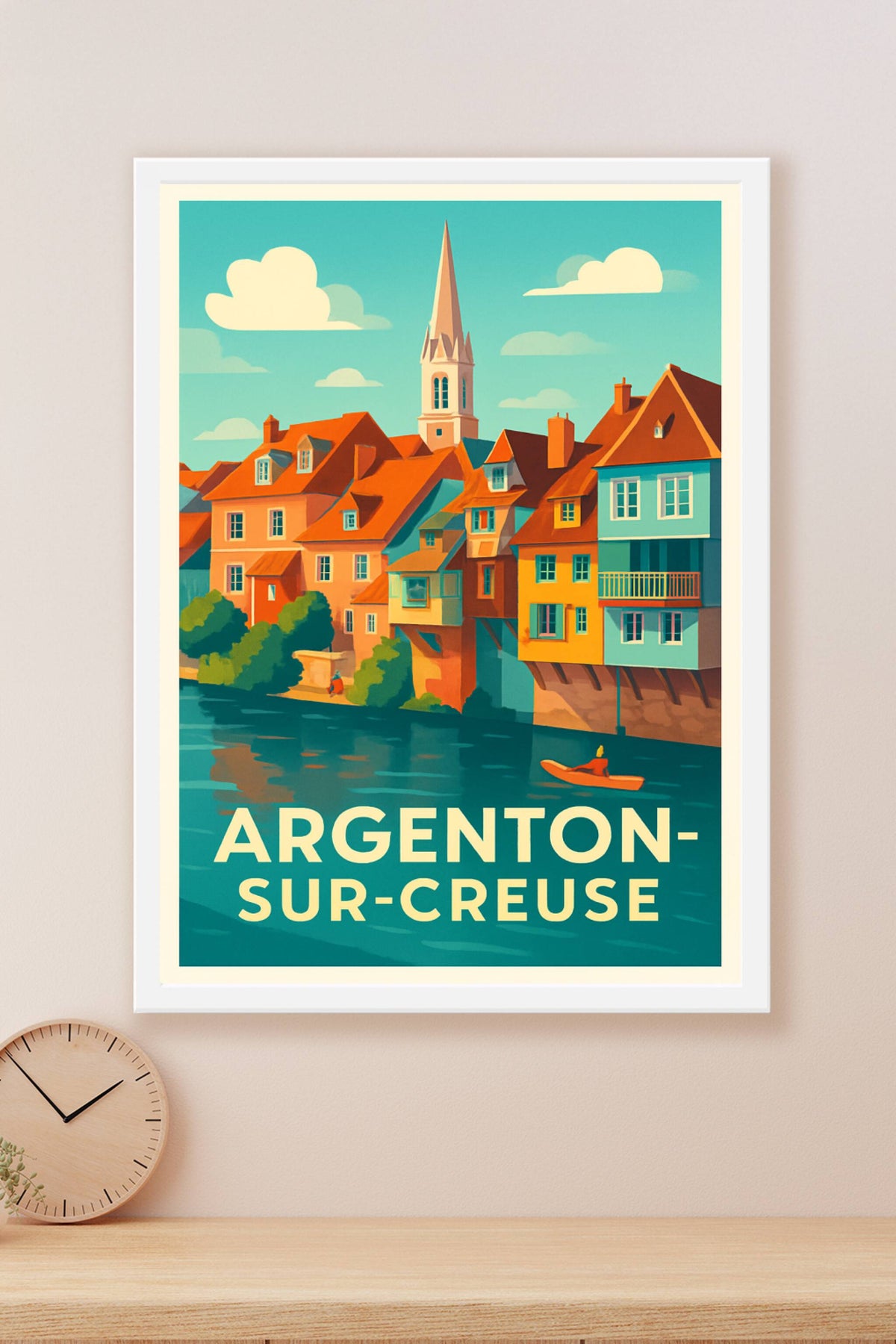 Affiche Argenton-sur-Creuse — Charme coloré au fil de l'eau · poster d'art de Argenton-sur-Creuse