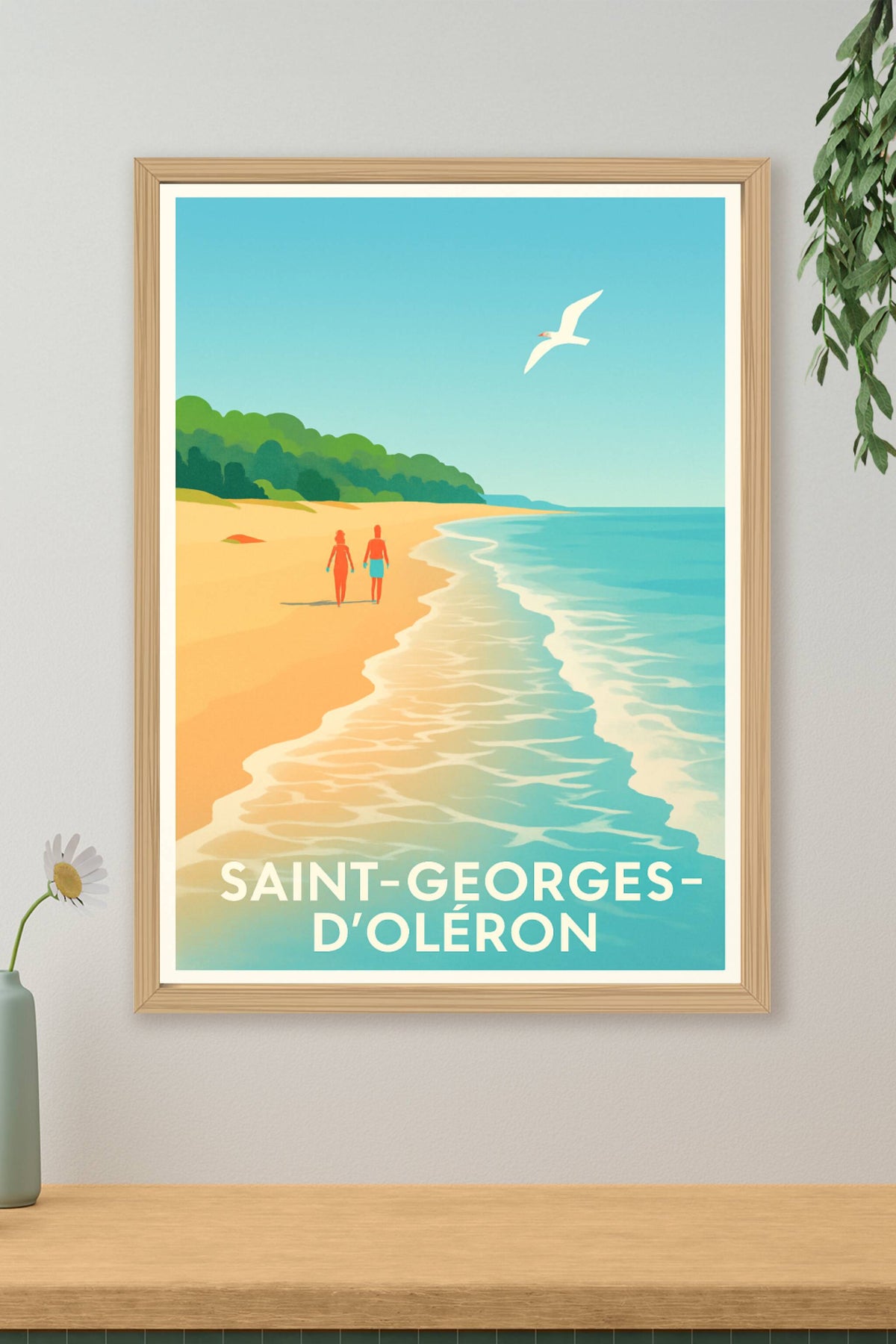 Affiche Saint-Georges-d'Oléron — Balade estivale sur la plage · poster d'art de Saint-Georges-d'Oléron