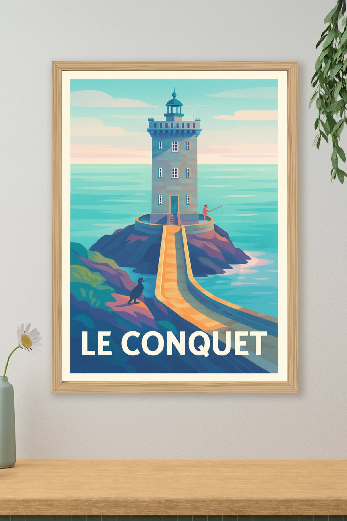 Affiche Le Conquet — L'élégance du phare en bord de mer · poster d'art de Le Conquet