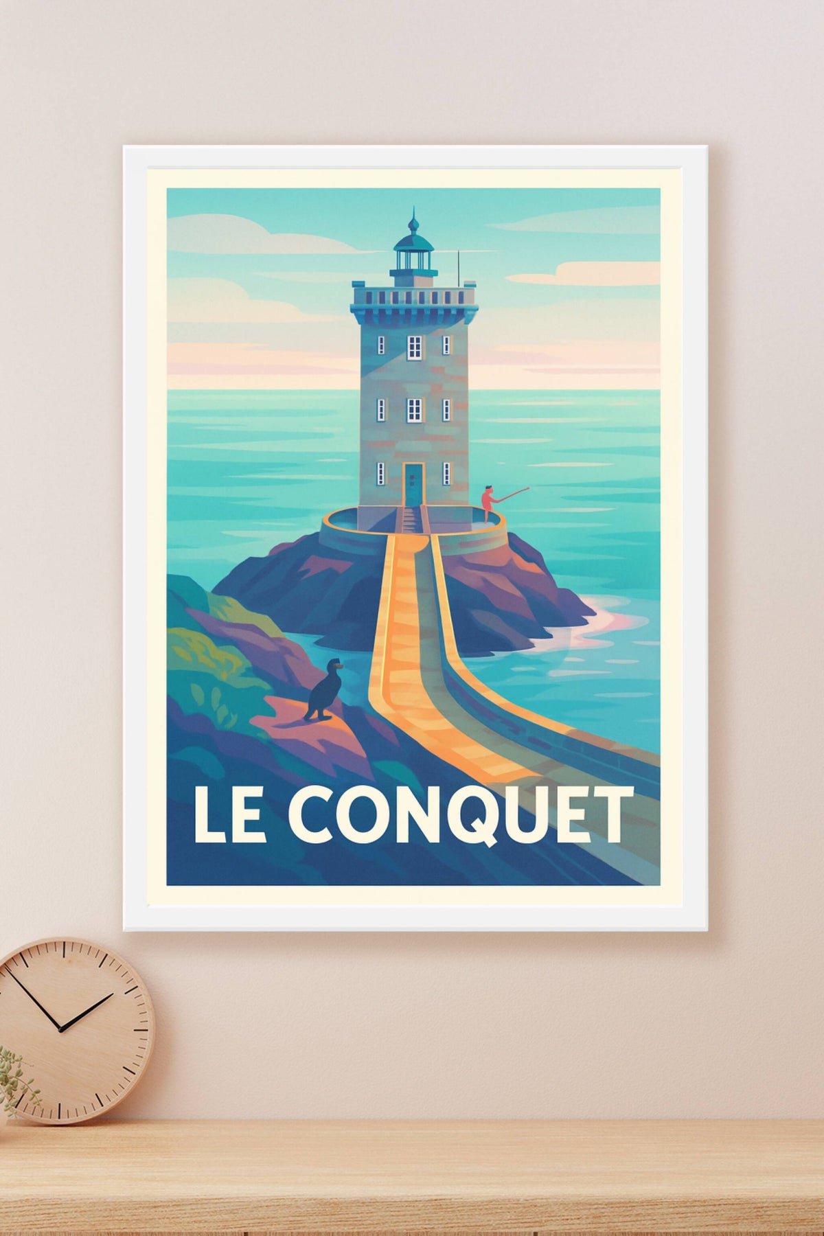 Affiche Le Conquet — L'élégance du phare en bord de mer · poster d'art de Le Conquet