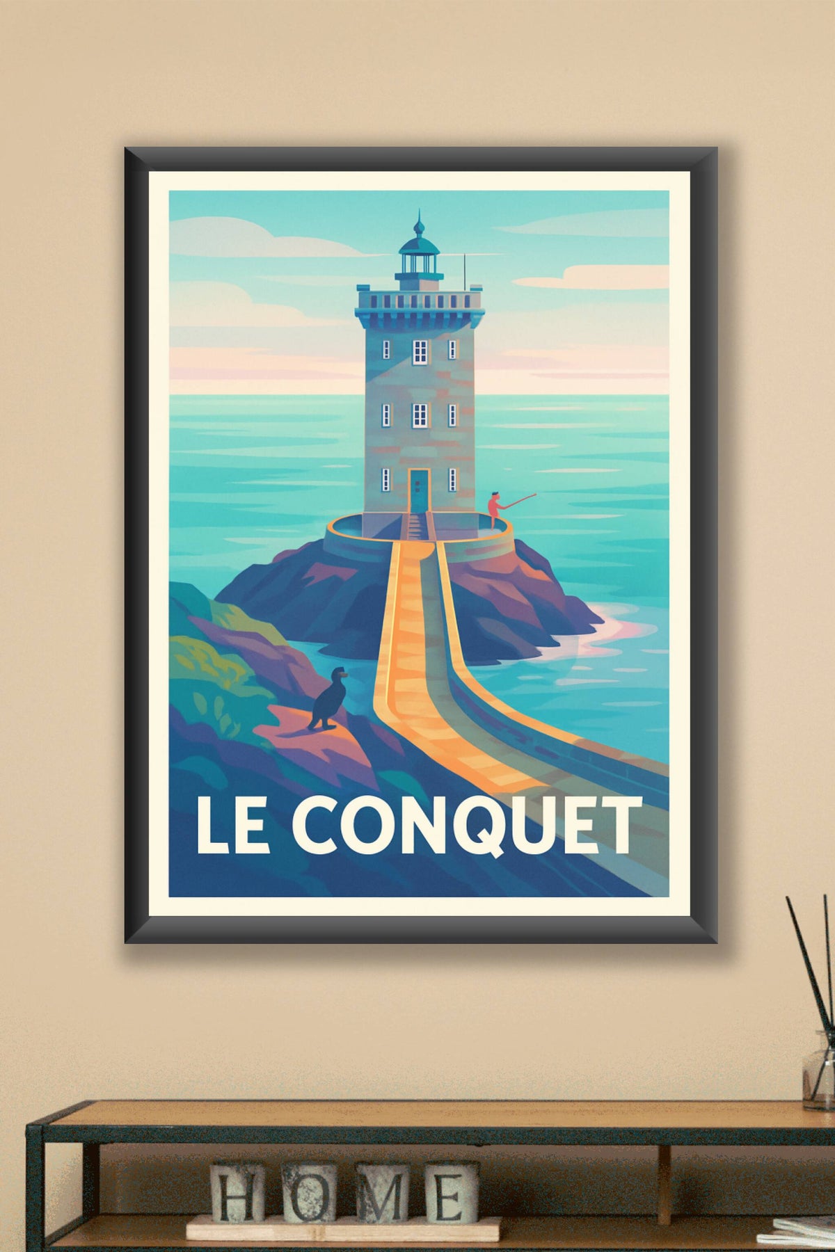Affiche Le Conquet — L'élégance du phare en bord de mer · poster d'art de Le Conquet
