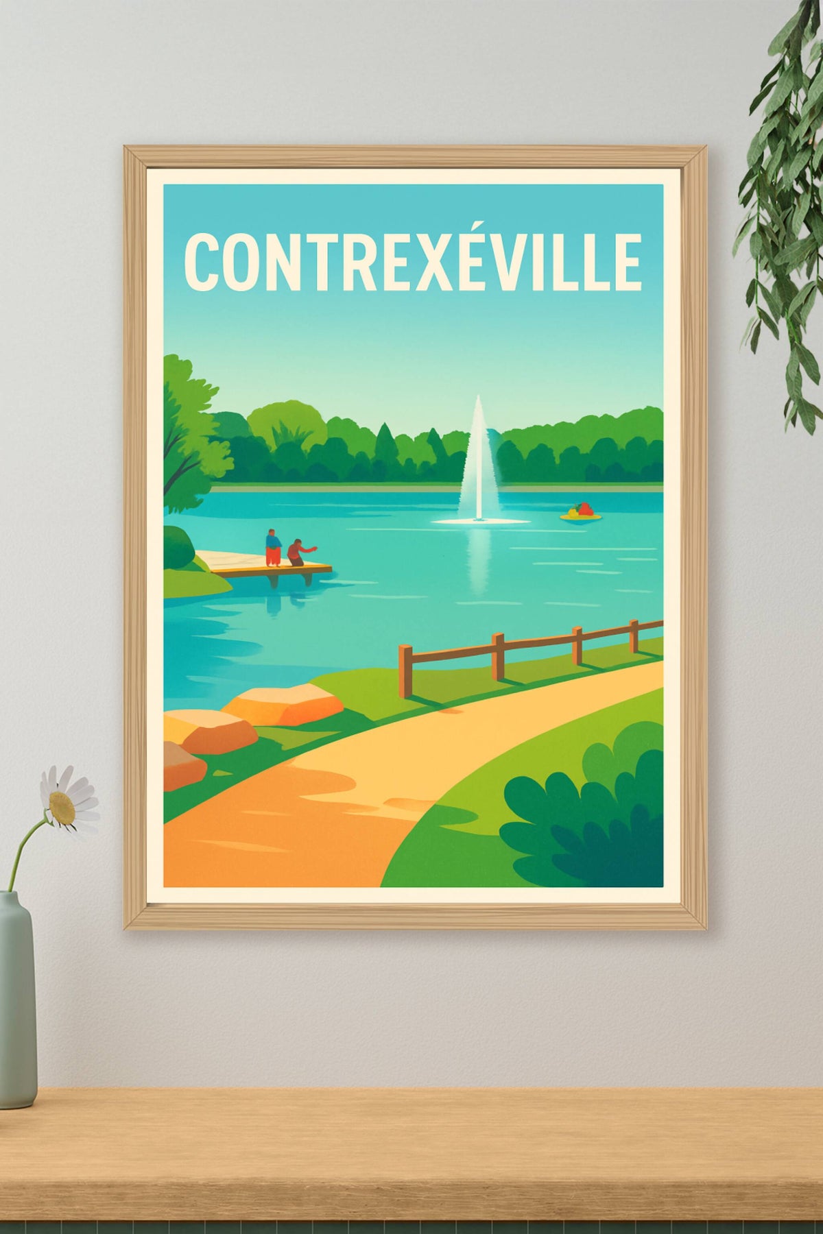 Affiche Contrexéville — Invitation à la quiétude au bord de l'eau · poster d'art de Contrexéville