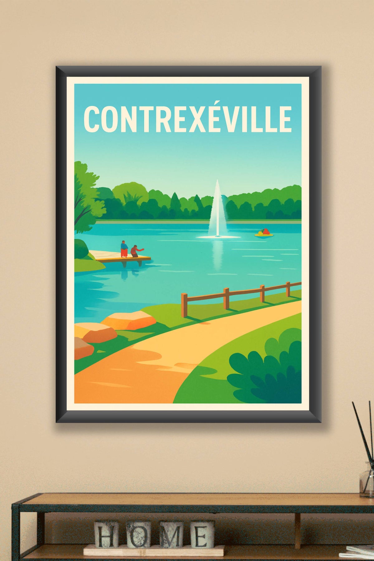Affiche Contrexéville — Invitation à la quiétude au bord de l'eau · poster d'art de Contrexéville