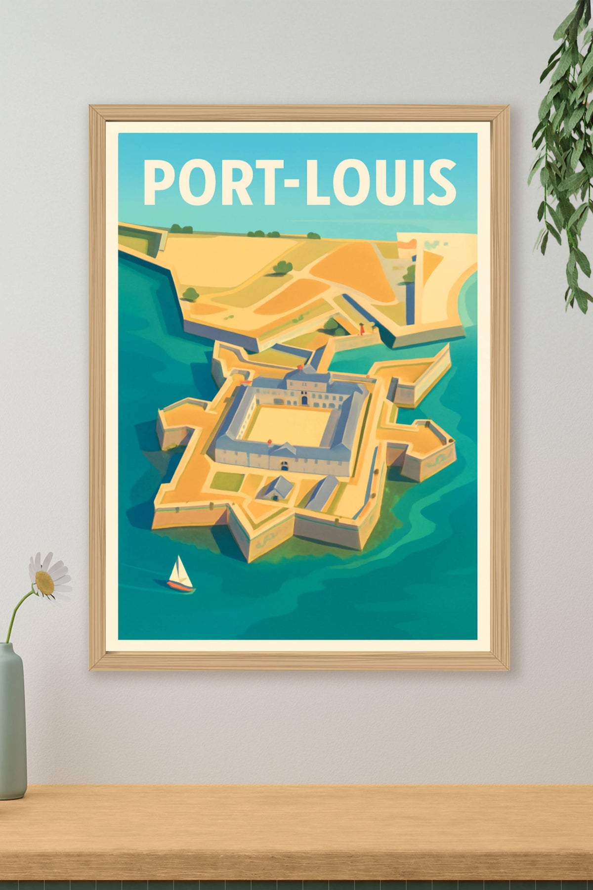 Affiche Port-Louis — Vue emblématique sur la citadelle maritime · poster d'art de Port-Louis
