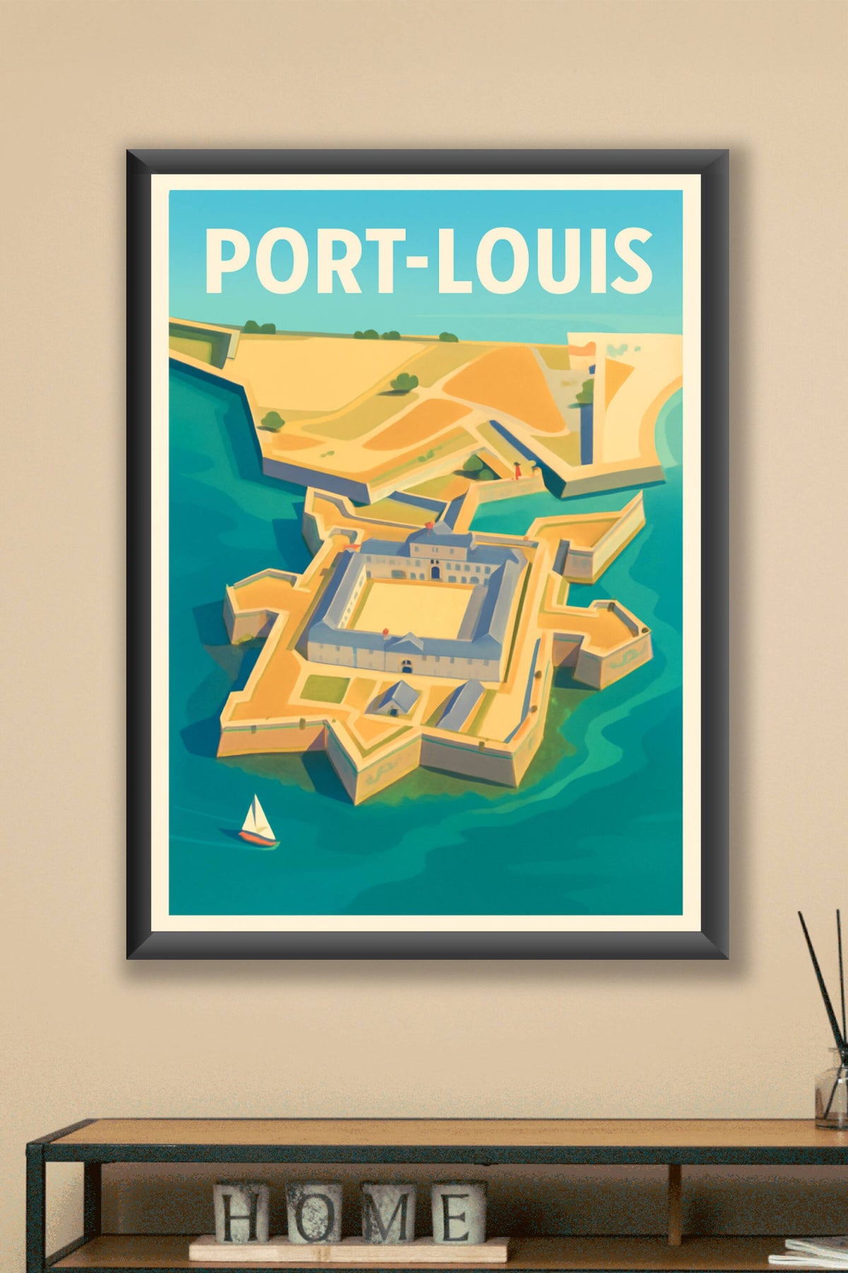 Affiche Port-Louis — Vue emblématique sur la citadelle maritime · poster d'art de Port-Louis