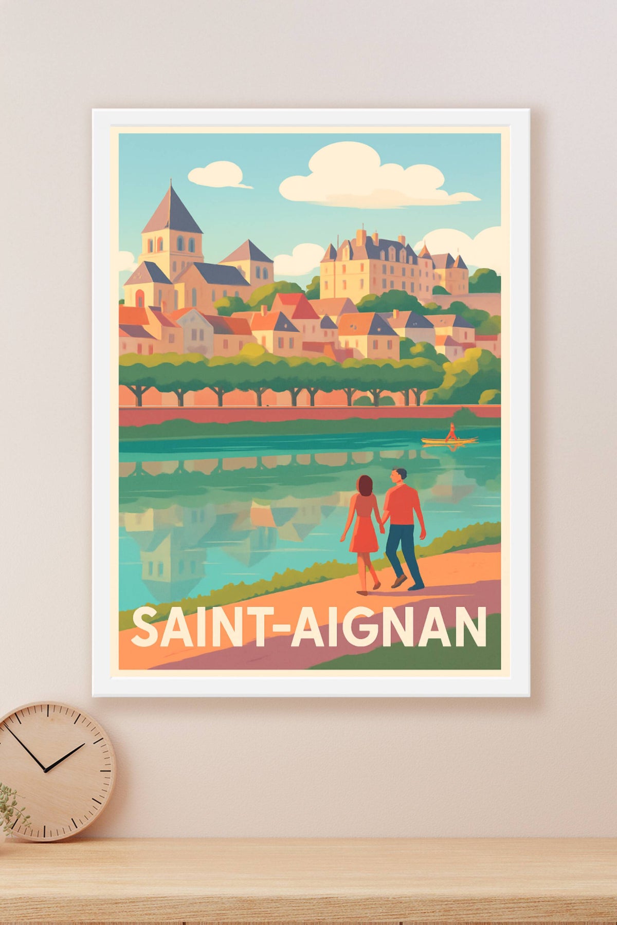 Affiche Saint-Aignan — Promenade romantique au bord de l'eau · poster d'art de Saint-Aignan