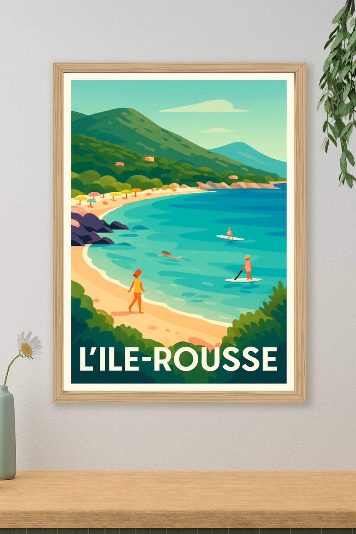 Affiche L'Île-Rousse — Évasion balnéaire en Méditerranée · poster d'art de L'Île-Rousse