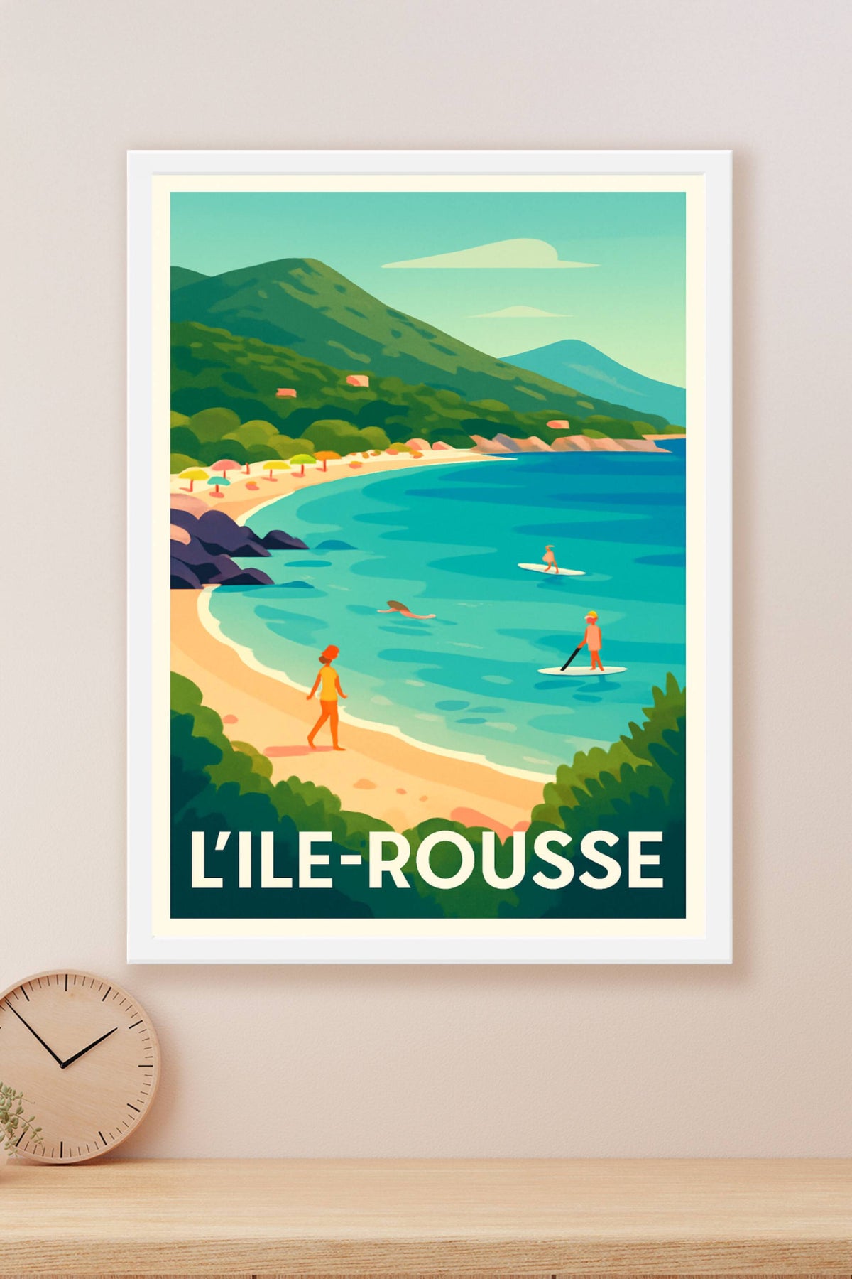 Affiche L'Île-Rousse — Évasion balnéaire en Méditerranée · poster d'art de L'Île-Rousse