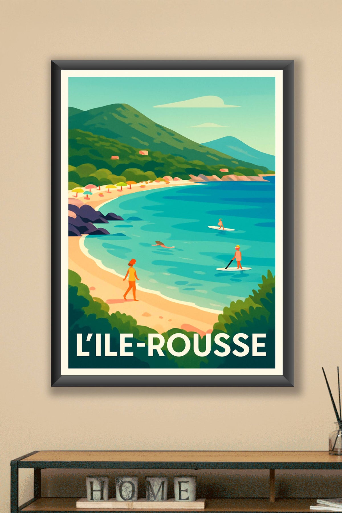 Affiche L'Île-Rousse — Évasion balnéaire en Méditerranée · poster d'art de L'Île-Rousse