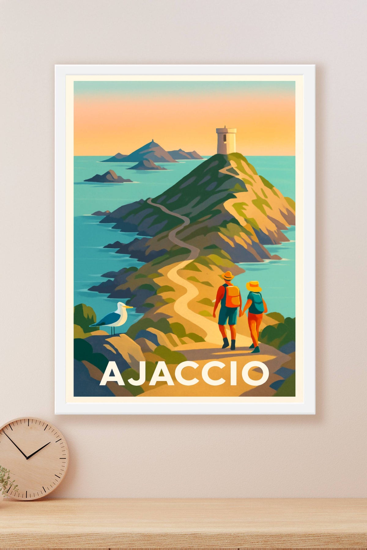 Affiche Ajaccio — Randonnée au cœur des paysages côtiers · poster d'art de Ajaccio