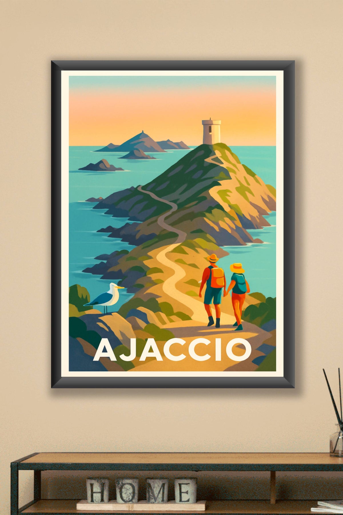 Affiche Ajaccio — Randonnée au cœur des paysages côtiers · poster d'art de Ajaccio