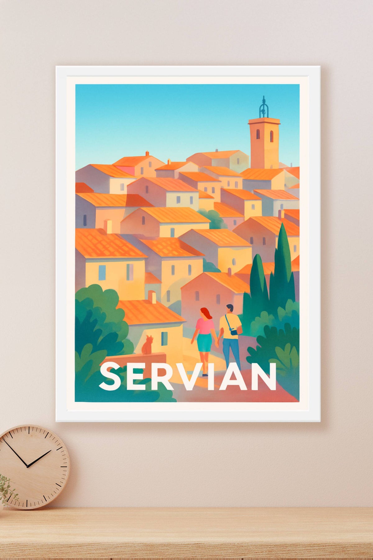 Affiche Servian — Promenade ensoleillée au cœur du village · poster d'art de Servian
