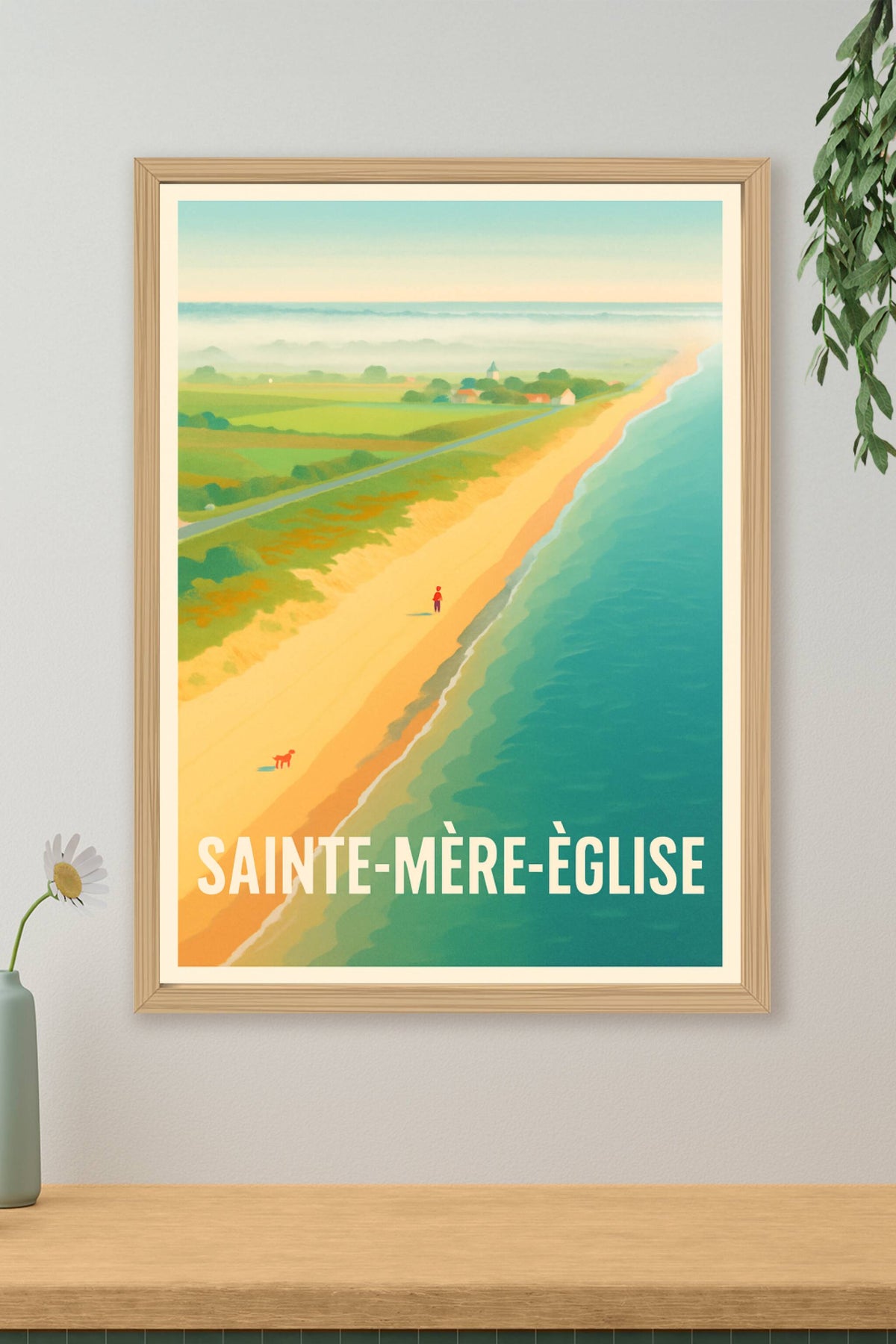 Affiche Sainte-Mère-Église — Évasion côtière paisible · poster d'art de Sainte-Mère-Église