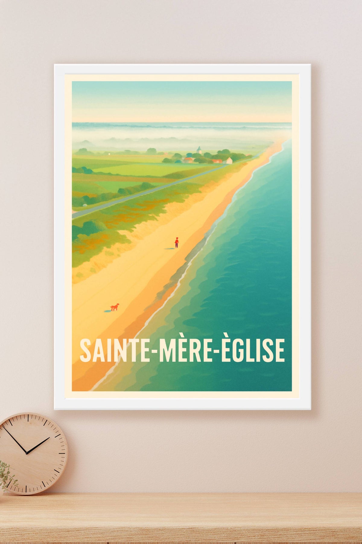 Affiche Sainte-Mère-Église — Évasion côtière paisible · poster d'art de Sainte-Mère-Église