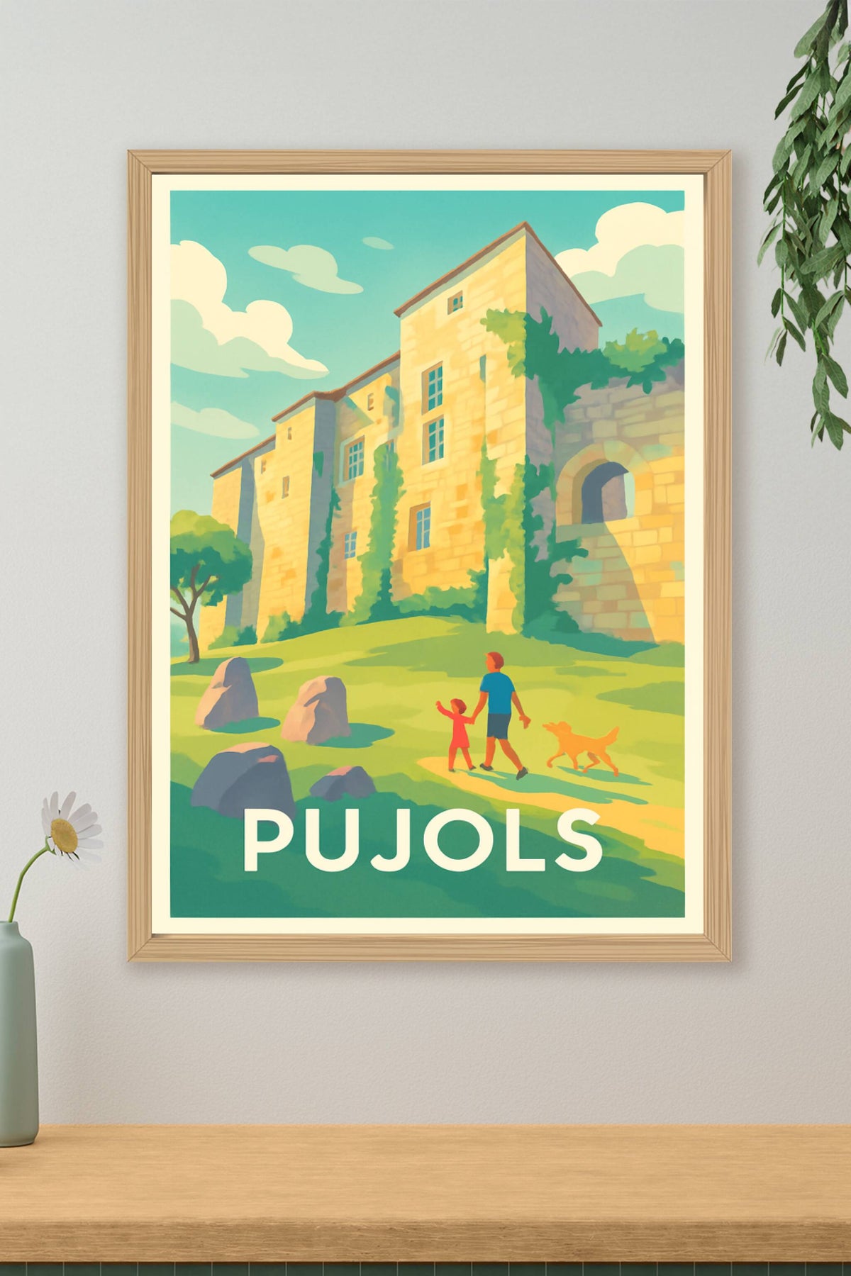 Affiche Pujols — Escapade en famille au cœur de l'histoire · poster d'art de Pujols