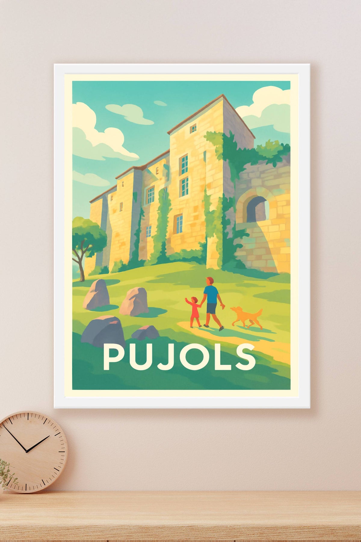 Affiche Pujols — Escapade en famille au cœur de l'histoire · poster d'art de Pujols