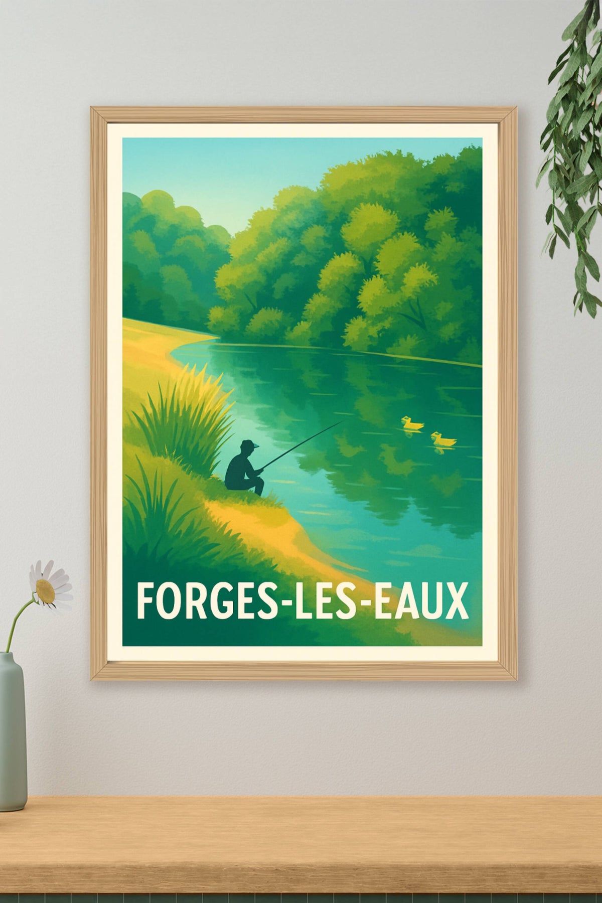 Affiche Forges-les-Eaux — Sérénité au bord de l'eau · poster d'art de Forges-les-Eaux