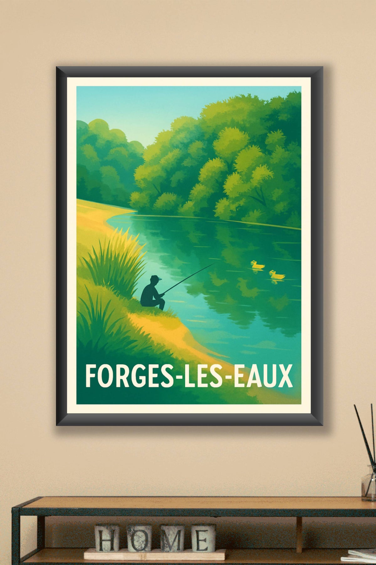 Affiche Forges-les-Eaux — Sérénité au bord de l'eau · poster d'art de Forges-les-Eaux