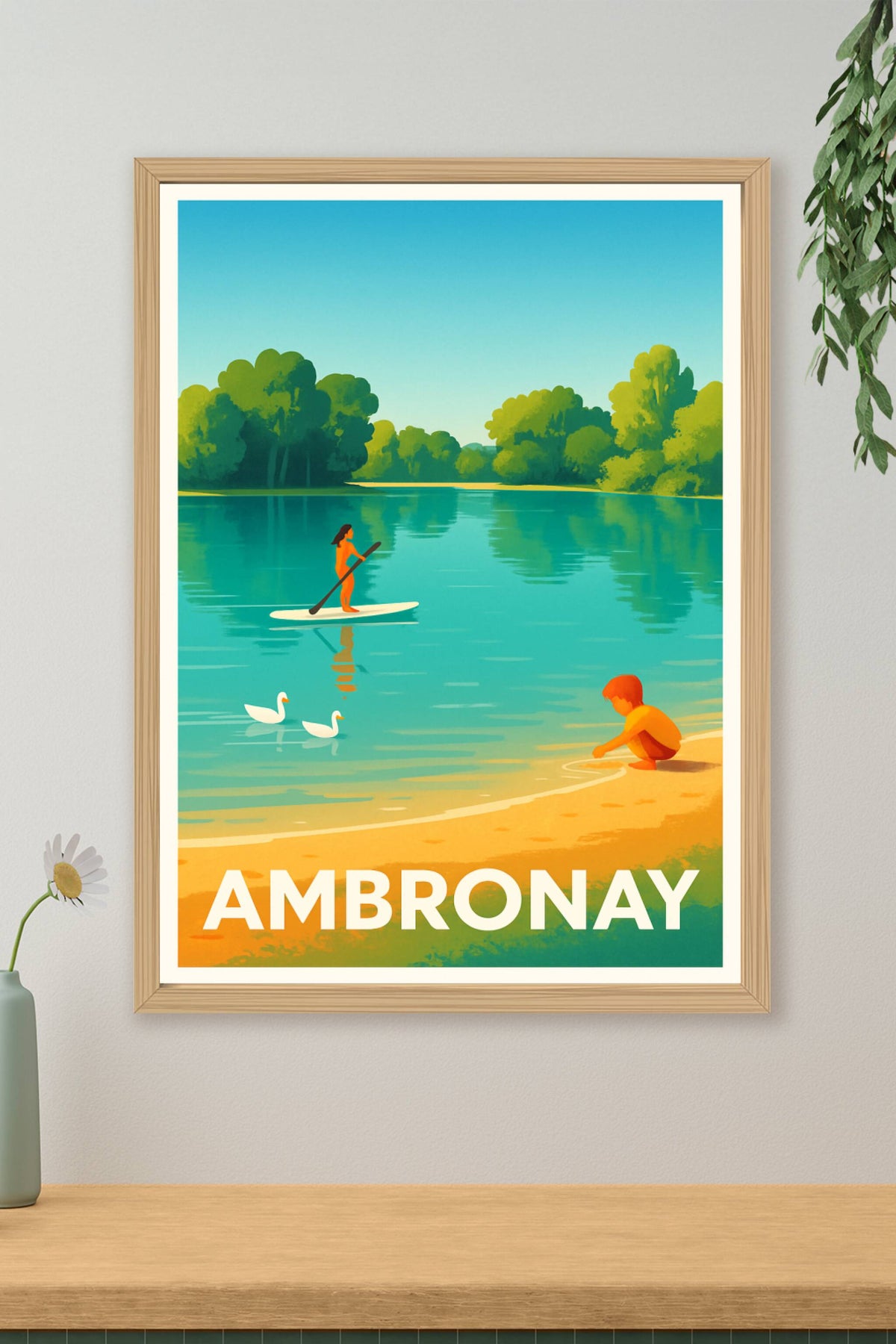Affiche Ambronay — Évasion paisible au fil de l'eau · poster d'art de Ambronay