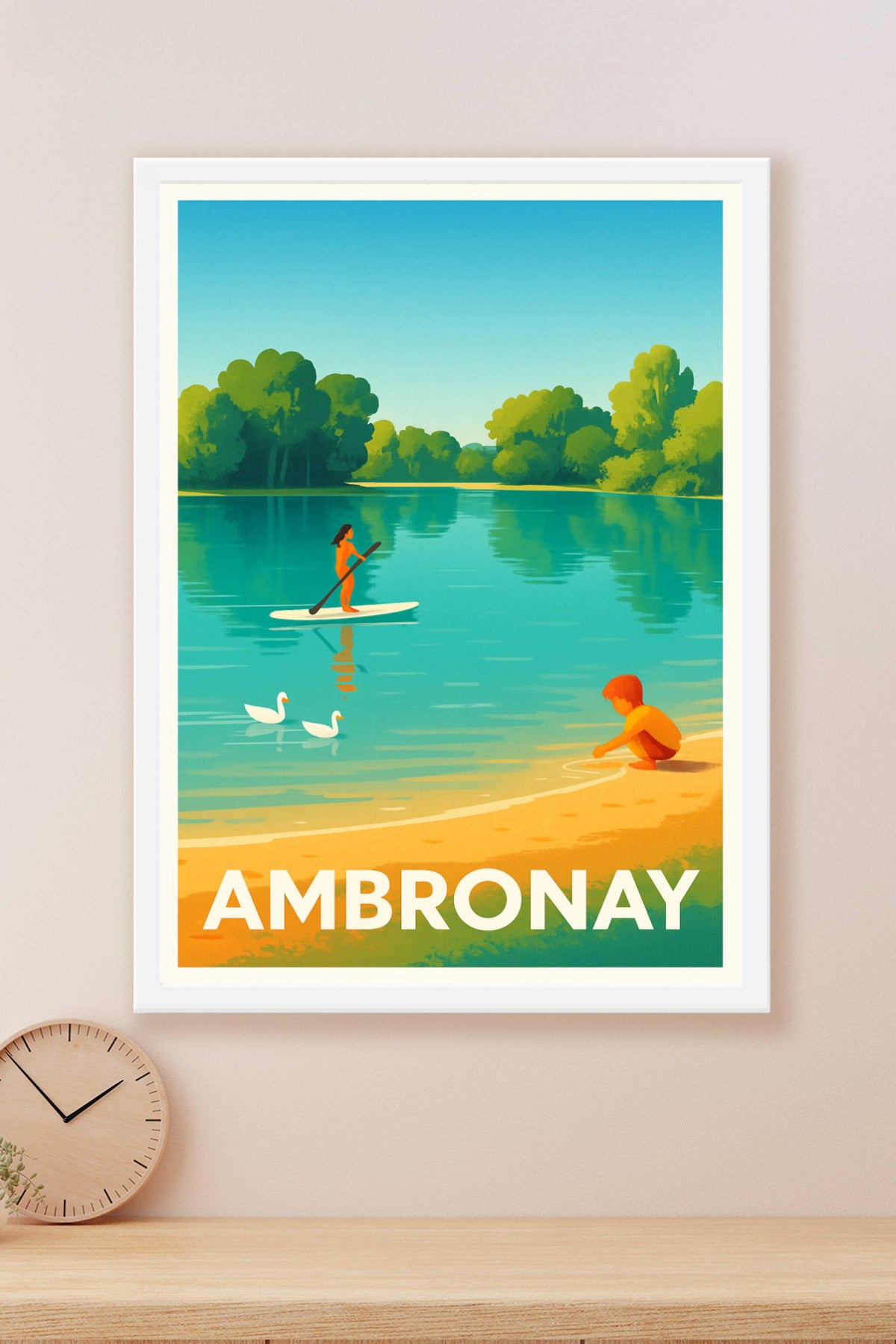 Affiche Ambronay — Évasion paisible au fil de l'eau · poster d'art de Ambronay