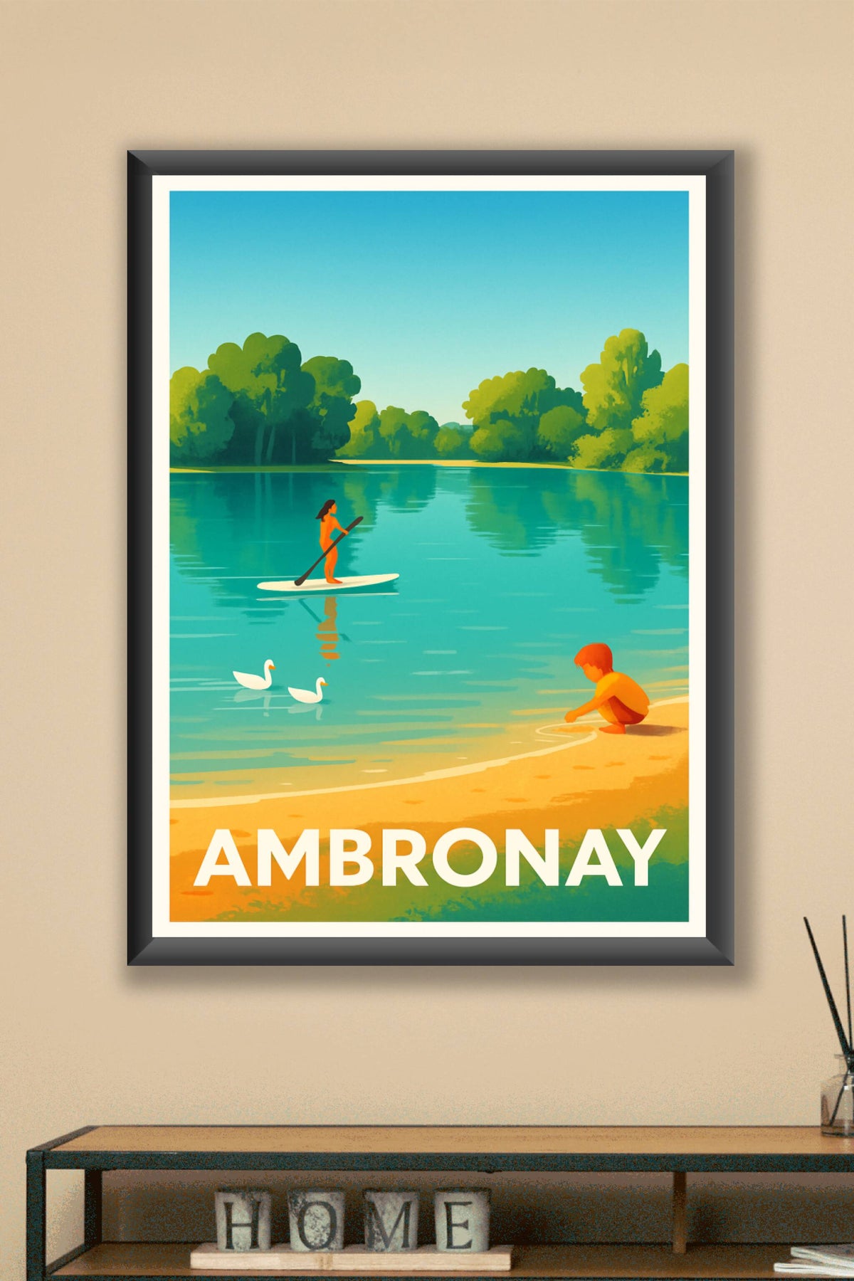 Affiche Ambronay — Évasion paisible au fil de l'eau · poster d'art de Ambronay