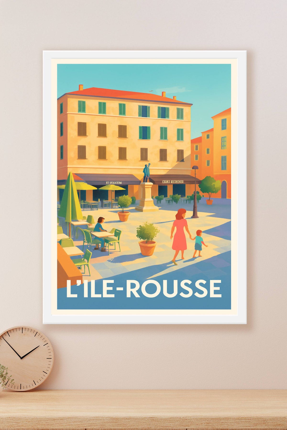 Affiche L'Île-Rousse — Charme et lumière de la place principale · poster d'art de L'Île-Rousse