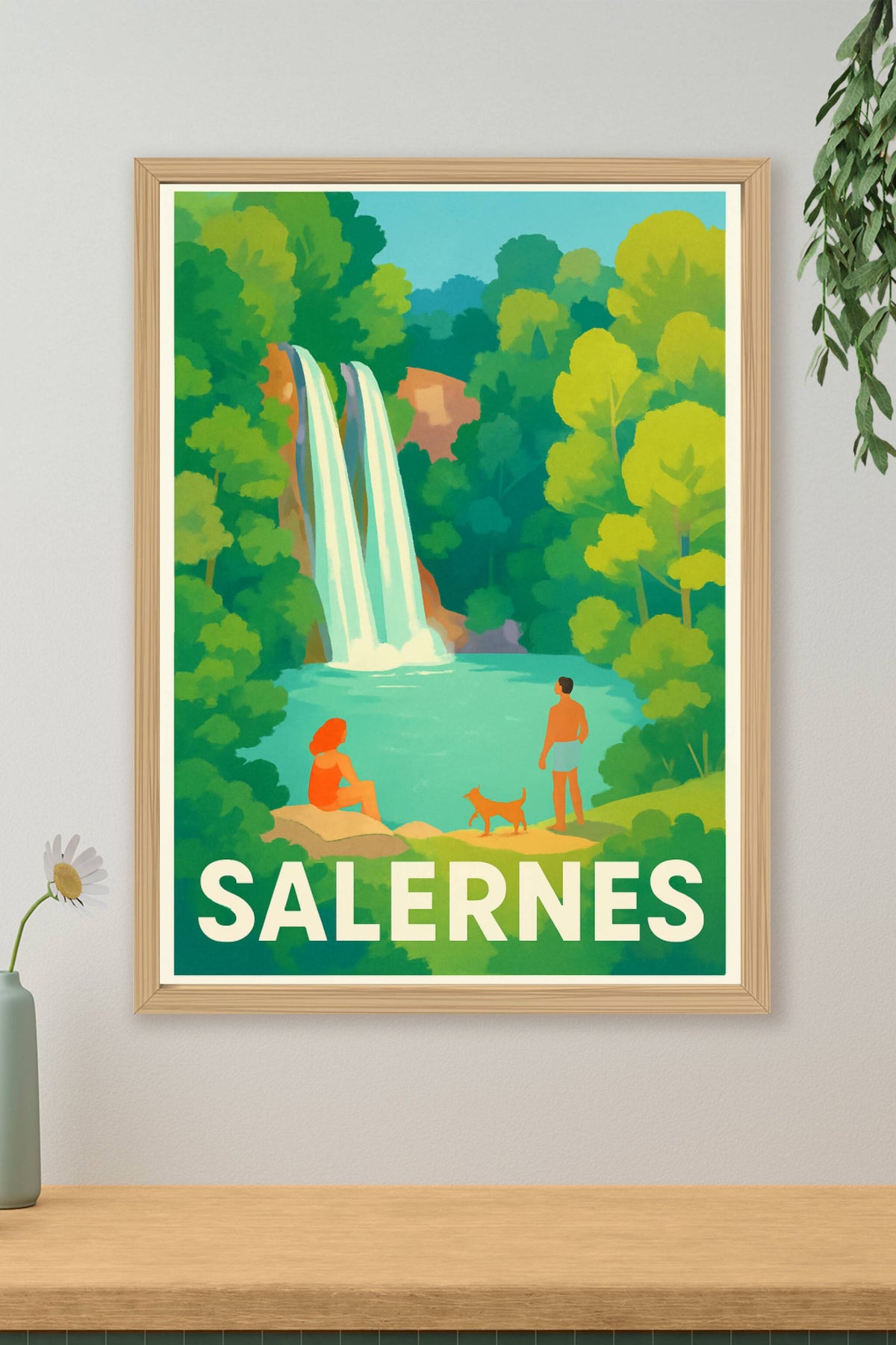Affiche Salernes — Évasion nature et cascade rafraîchissante · poster d'art de Salernes